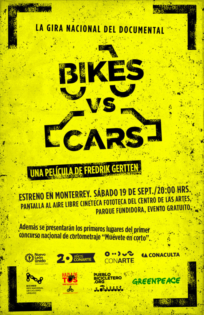 Proyección Bikes vs Cars en Cineteca Parque Fundidora 19 de septiembre de 2015